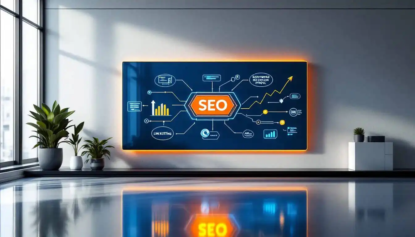 A diagram showcasing the integration of SEO and digital marketing strategies for a web design company.