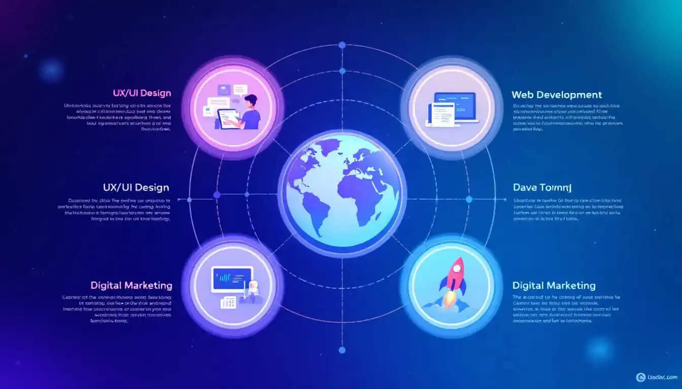 An infographic illustrating comprehensive web design services offered by a web design agency.