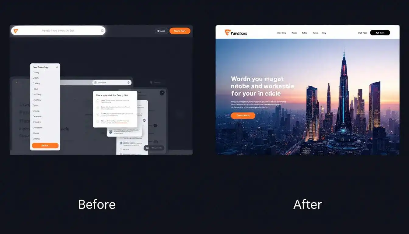 Before and after images of a transformative website redesign project.